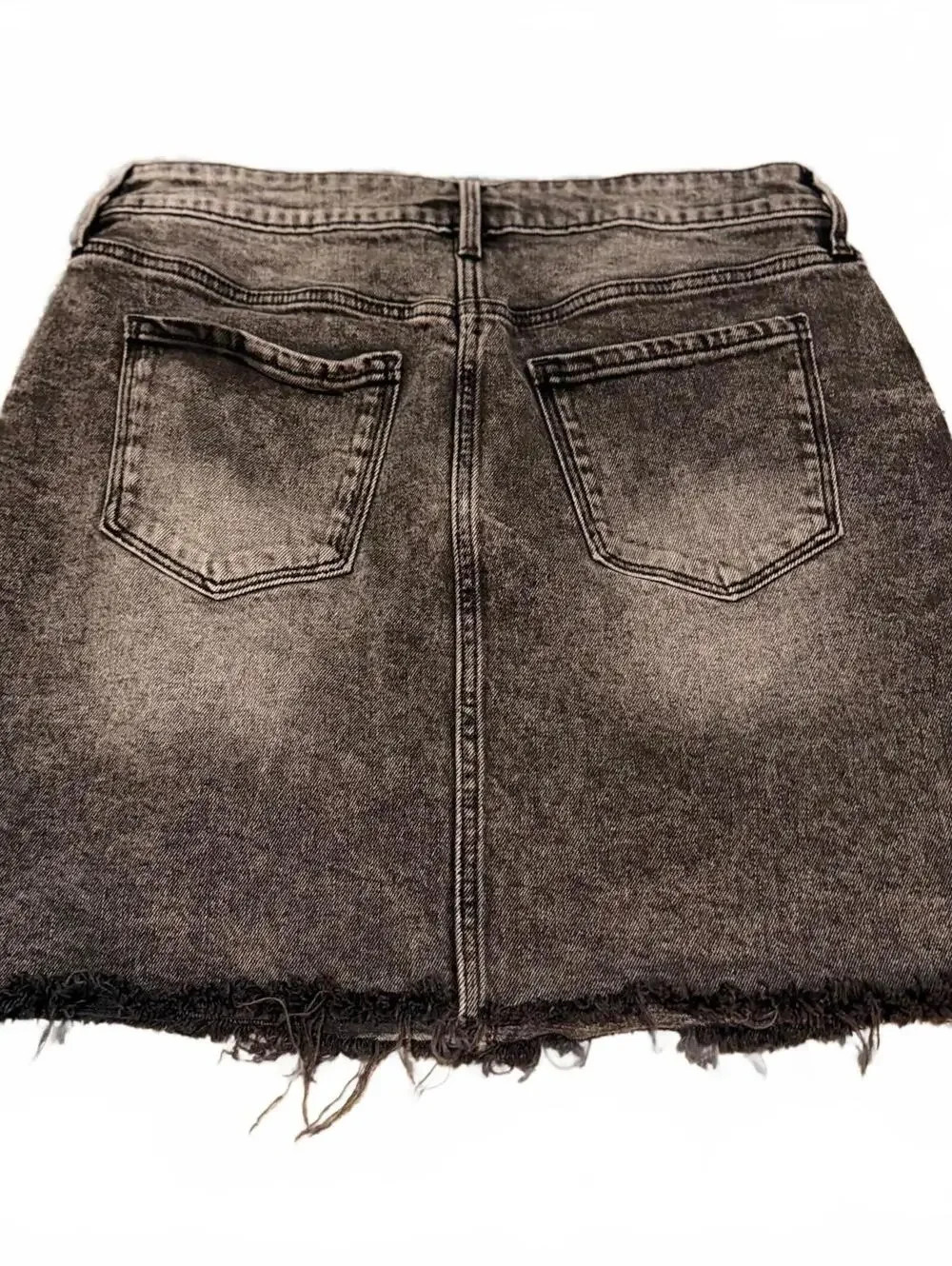 Old Navy Size 10 Black Acid Wash Raw Hem Denim Mini Skirt
